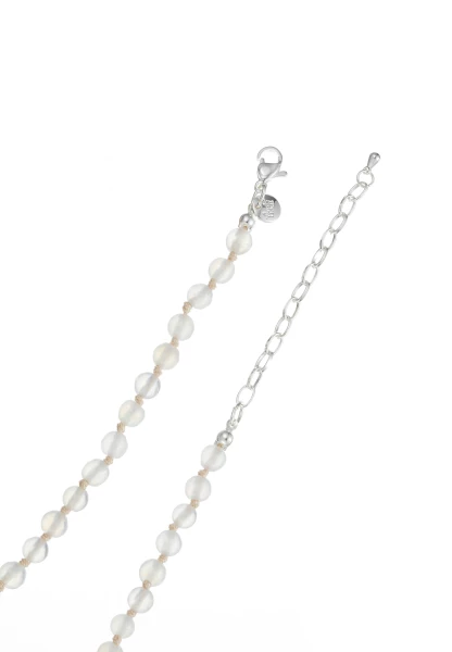 Leslii Kurze Kette Blatt Stein-Kugeln Silber Weiß Flash Sale