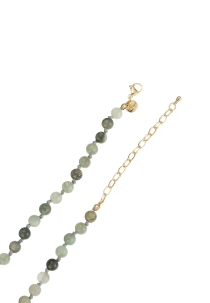 Leslii Kurze Kette Blatt Stein-Kugeln Grün Gold Begrenztes Angebot