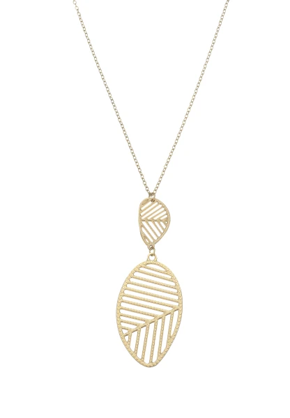 Leslii Lange Kette Blatt Edelstahl Gold Lagerräumung