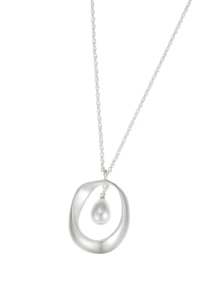 Leslii Lange Halskette Perlen Oval in Silber Blitzangebot
