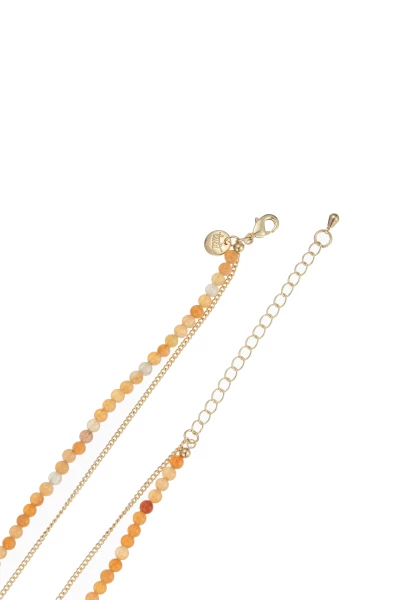 Leslii Kurze Halskette Stein Kugeln Layering Gold Orange Neuheiten