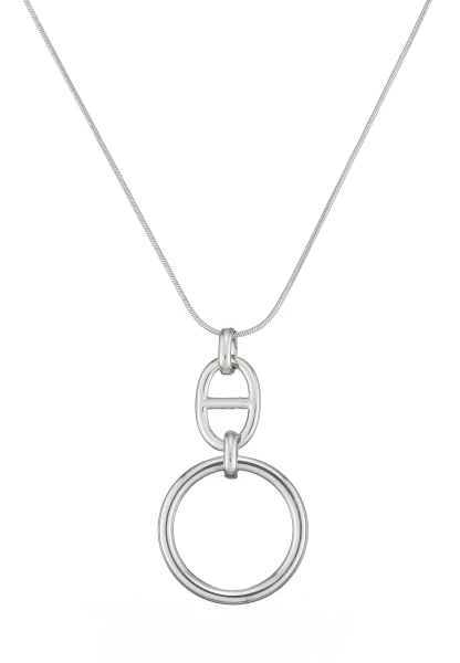 Leslii Lange Kette Ring Oval Edelstahl Silber Kauf eins, bekomm eins gratis