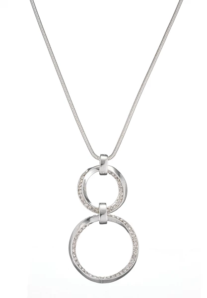 Leslii Lange Kette Glitzer Ringe Silber VIP-Rabatte