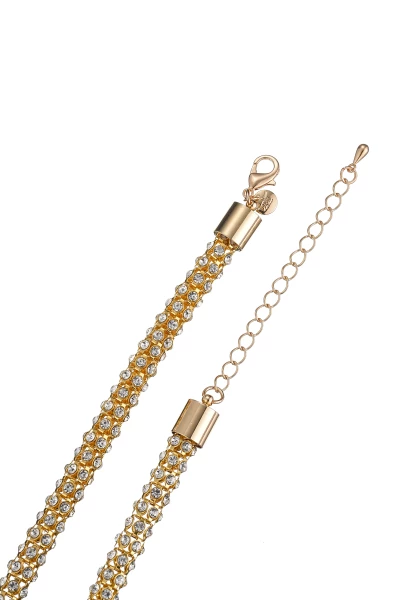 Leslii Kurze Halskette Glitzer Kristall in Gold Super Sparpreis