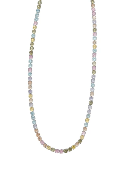 Leslii kurze Halskette Stainless Kristall versilbert Rainbow Letzte 3 Tage