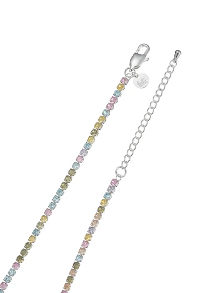 Leslii kurze Halskette Stainless Kristall versilbert Rainbow Letzte 3 Tage