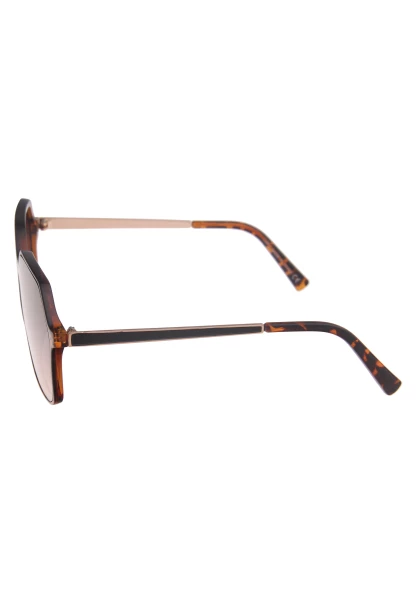 Leslii Sonnenbrille Damen Kanten-Look Horn-Optik braune Designerbrille Sunglasses Kunststoff Braun zollfrei