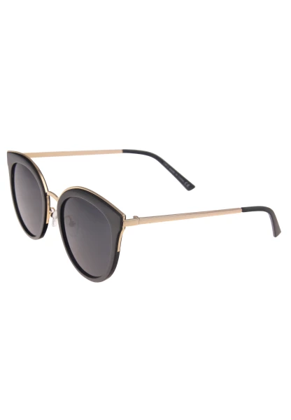 Leslii Sonnenbrille Damen Cateye schwarze Sonnenbrille Designerbrille Sunglasses Metall Schwarz Gold Verkauf