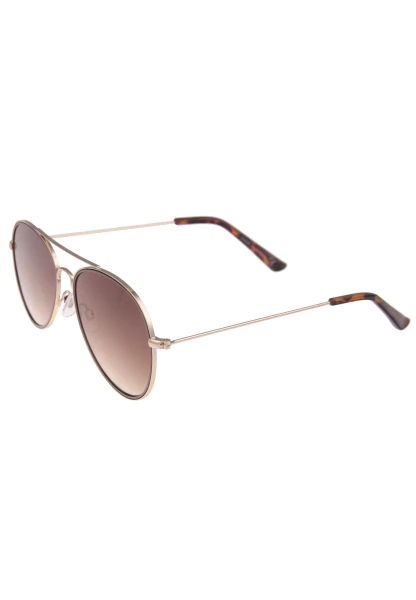 Leslii Sonnenbrille Damen Piloten-Brille Doppelsteg Designerbrille Sunglasses Metall Gold Braun Limitierter Zeitrabatt