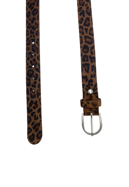 -50% SALE! Leslii Gürtel Leo Look 3cm echter Ledergürtel Braun Räumungsverkauf