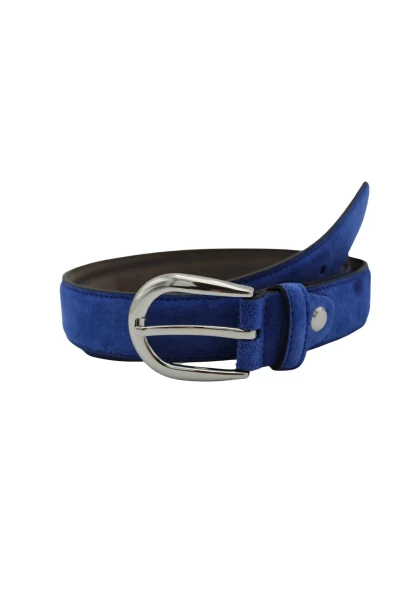 Leslii Gürtel echter Ledergürtel Antik blauer Gürtel Velourleder Royalblau silber Neueste Stile