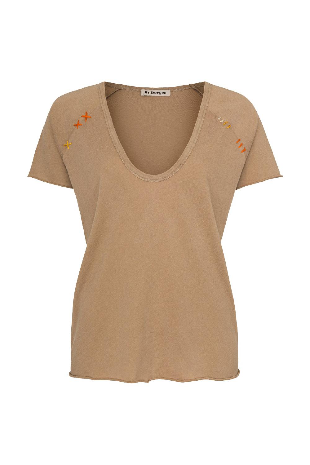 Liv Bergen T-Shirt handstitched in safari Auslauf