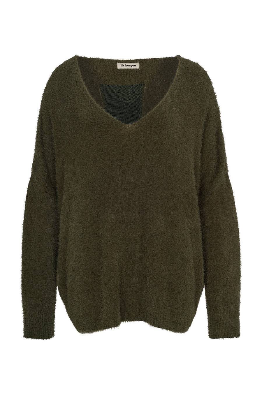 Liv Bergen Sweater HI knit in olive Große Rabatte