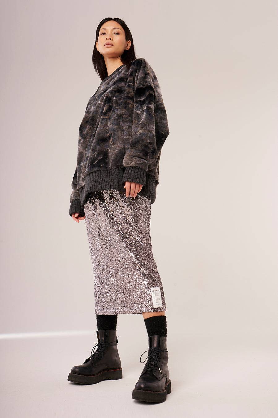 Liv Bergen Sweater Soft in grey batik Online Outlet