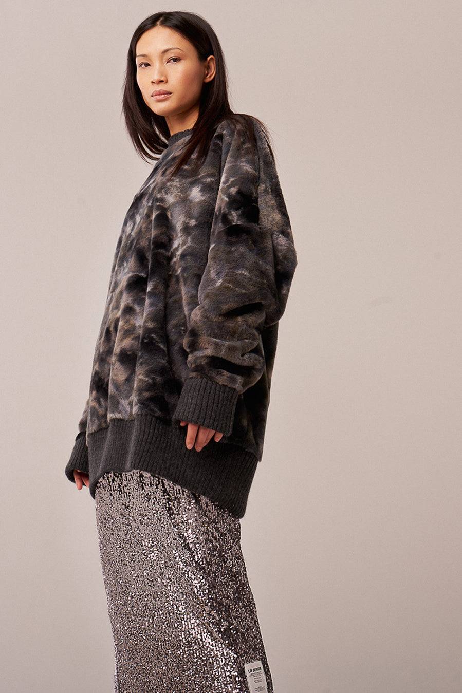 Liv Bergen Sweater Soft in grey batik Online Outlet