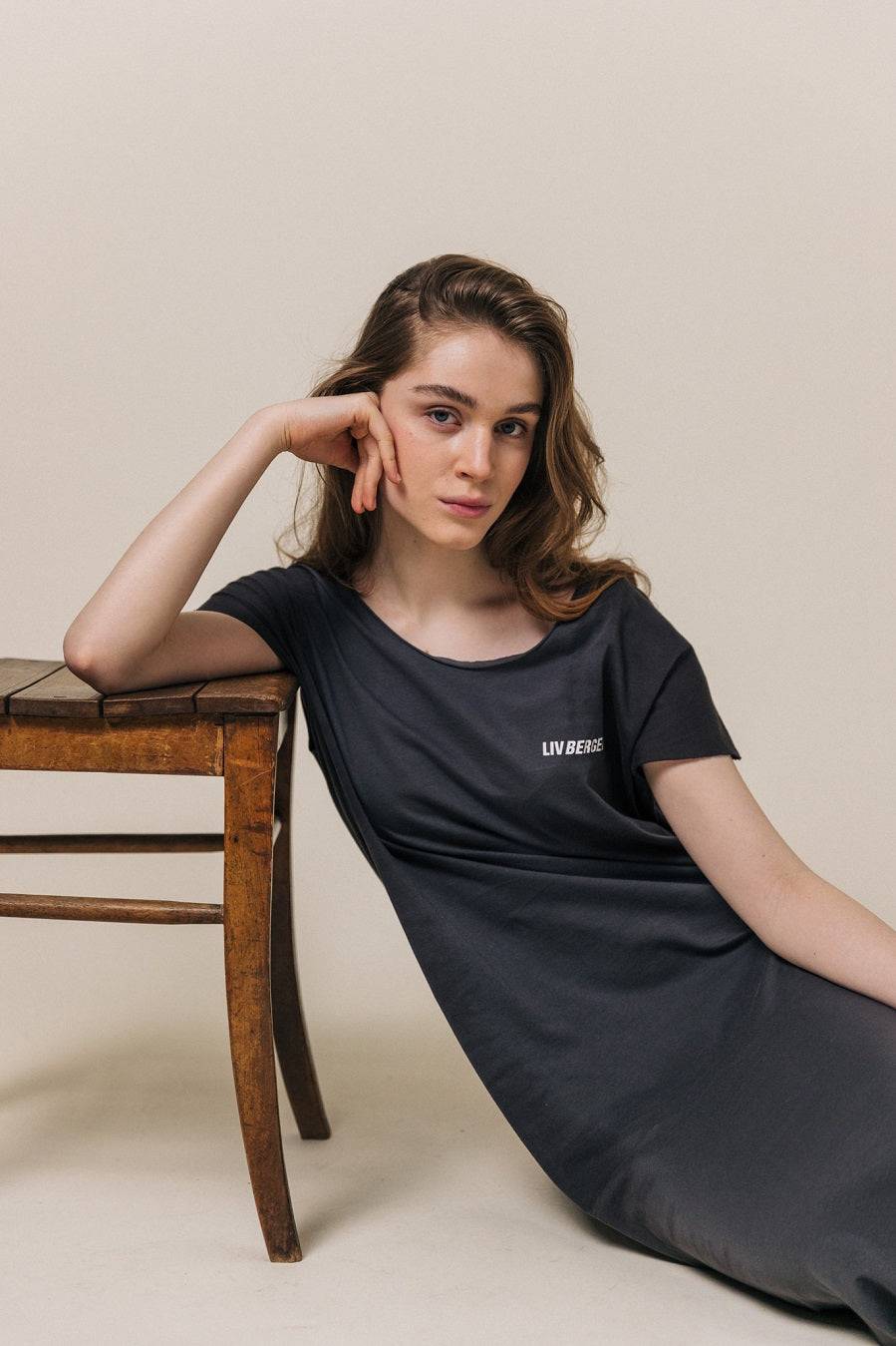 Liv Bergen Kleid Spray in charcoal Preisnachlass