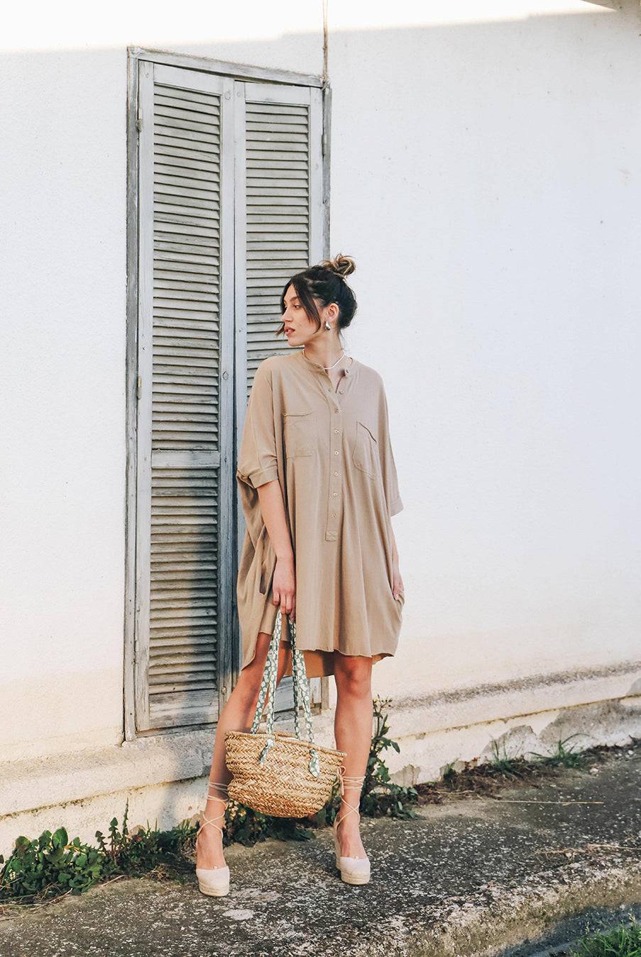 Liv Bergen Kleid oversized in safari Limitierter Zeitrabatt