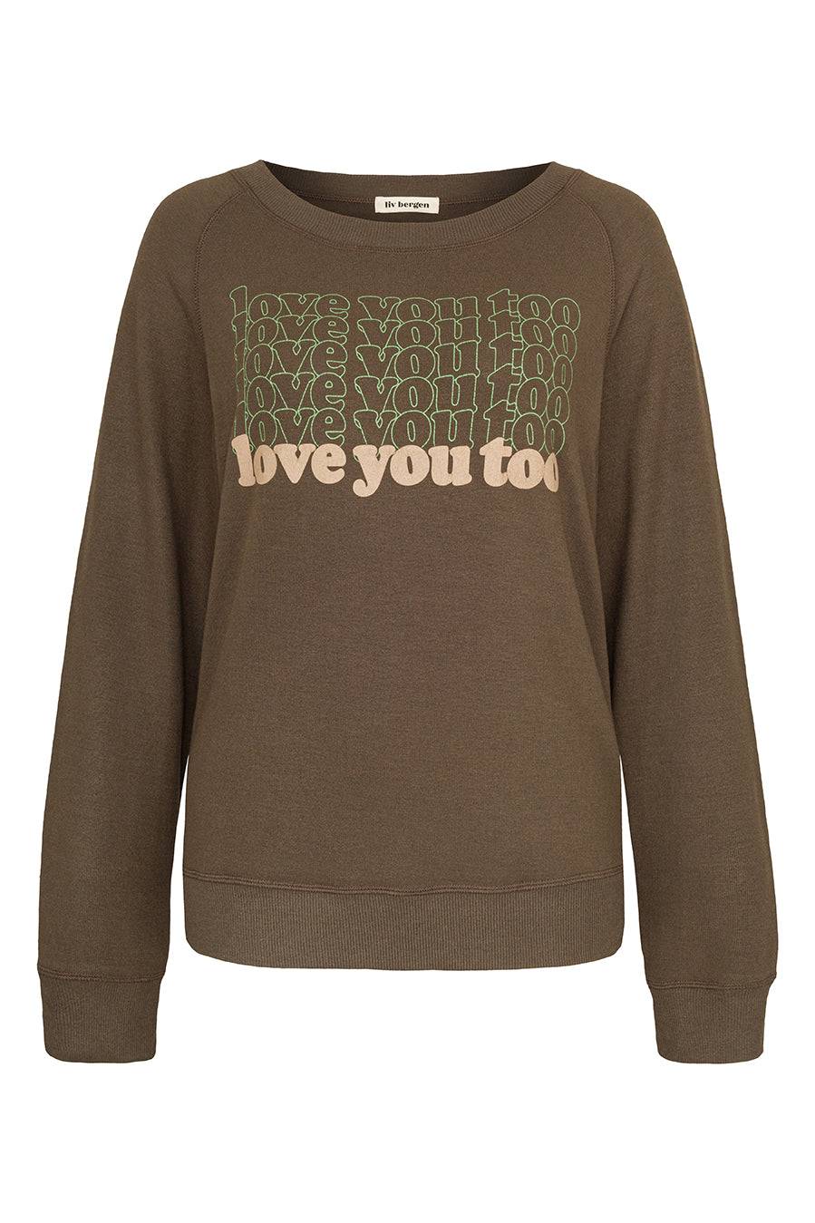 Liv Bergen Sweater LOVE in greg green Günstiger Verkauf