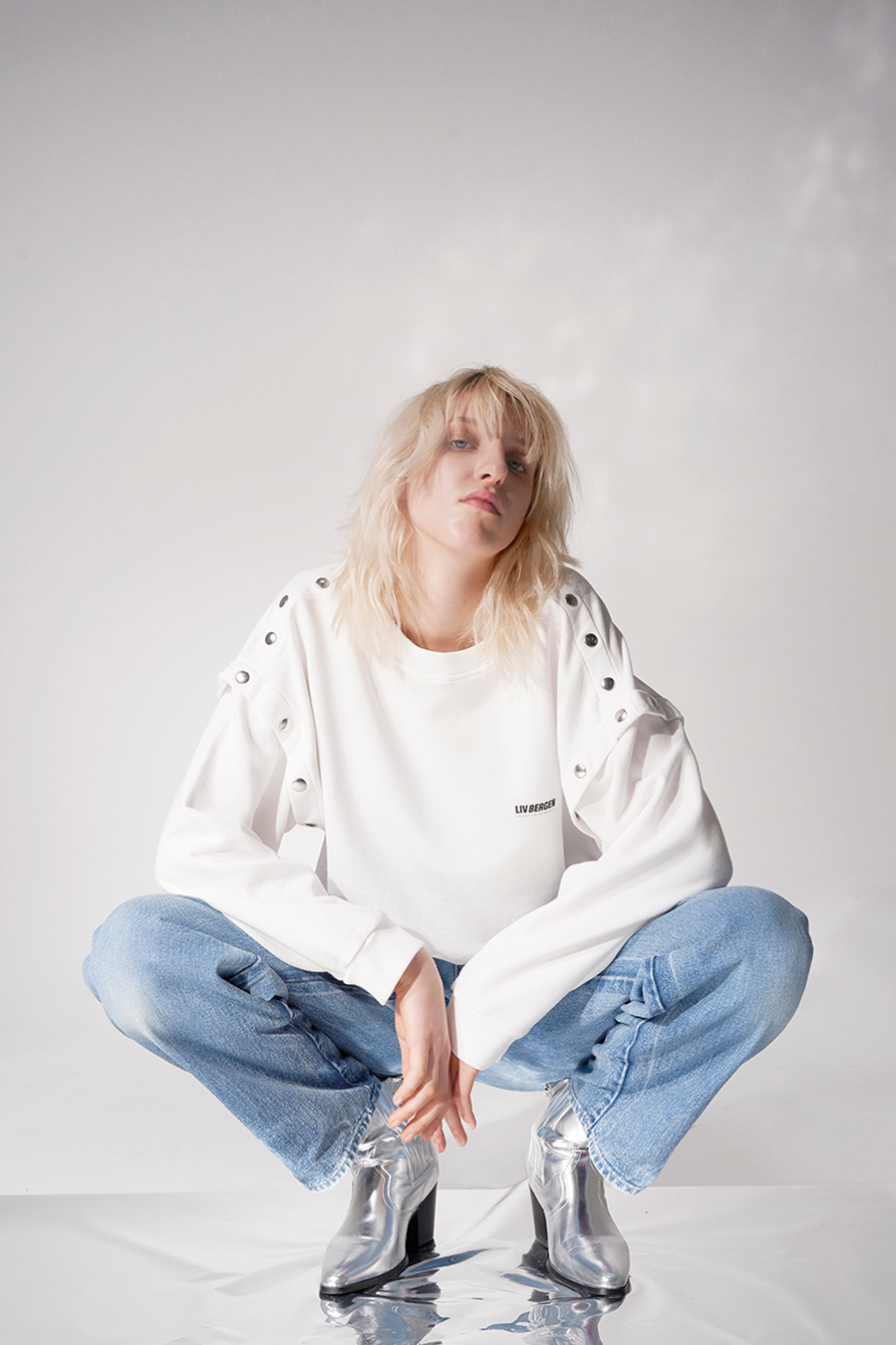 Liv Bergen Sweater Rivets in optic white Outlet
