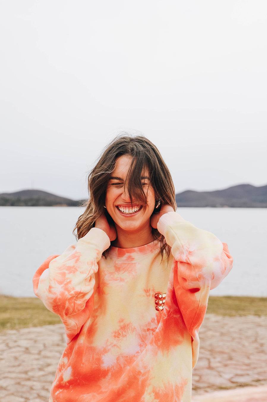 Liv Bergen Sweater Clouds in orange Speichern exportieren