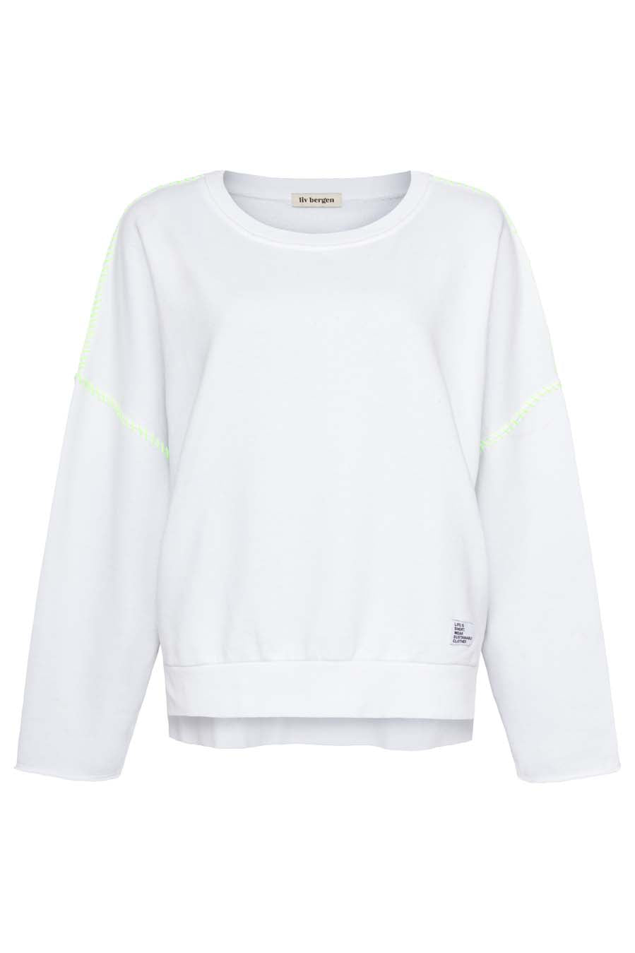 Liv Bergen Sweater "100% Organic Cotton" handstitched in optic white VIP-Rabatte