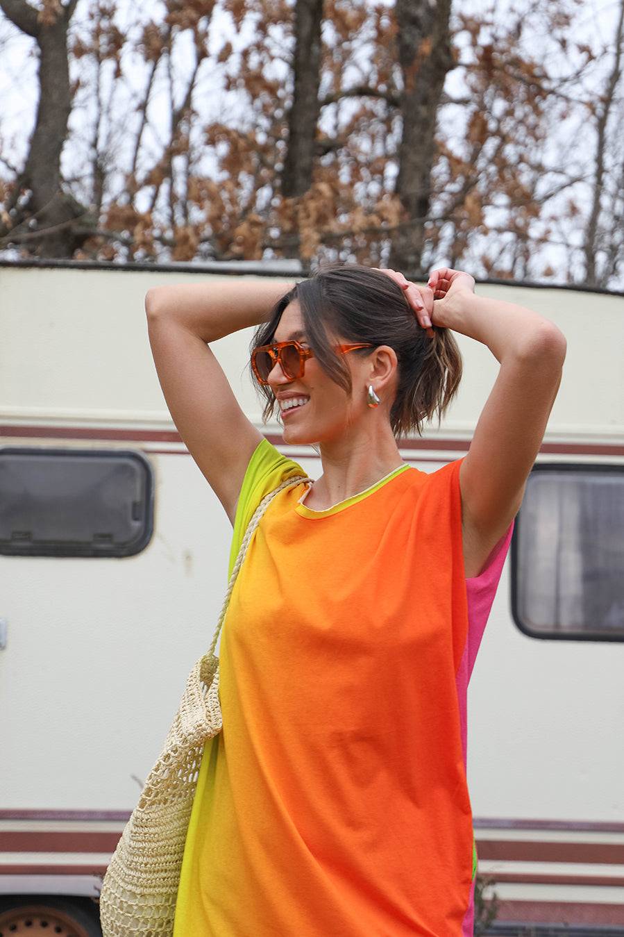 Liv Bergen Kleid Rainbow in multicolour Fabrikverkauf