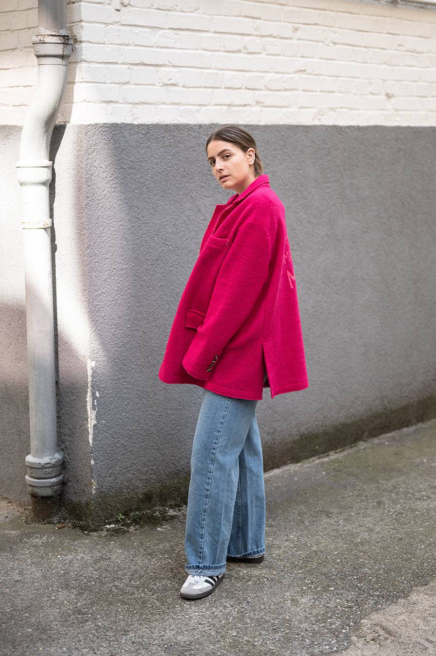 Liv Bergen Oversized Jacke "THAT DON'T IMPRESS ME MUCH" in pink Neueste Stile
