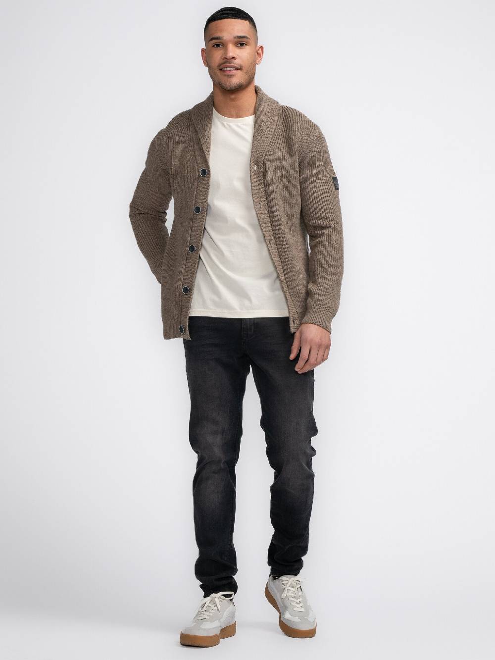 Petrol Industries M-3040-KWC282 Men Knitwear Collar Cardigan (7140 Oak) Letzte 3 Tage