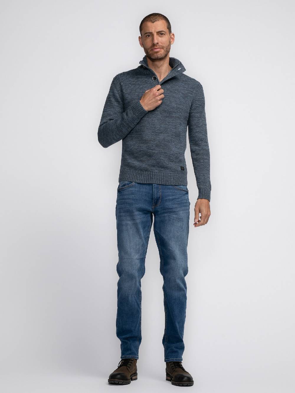 Petrol Industries M-3040-KWC206 Men Knitwear Collar (5183 Light Shadow) Letzte 2 Tage