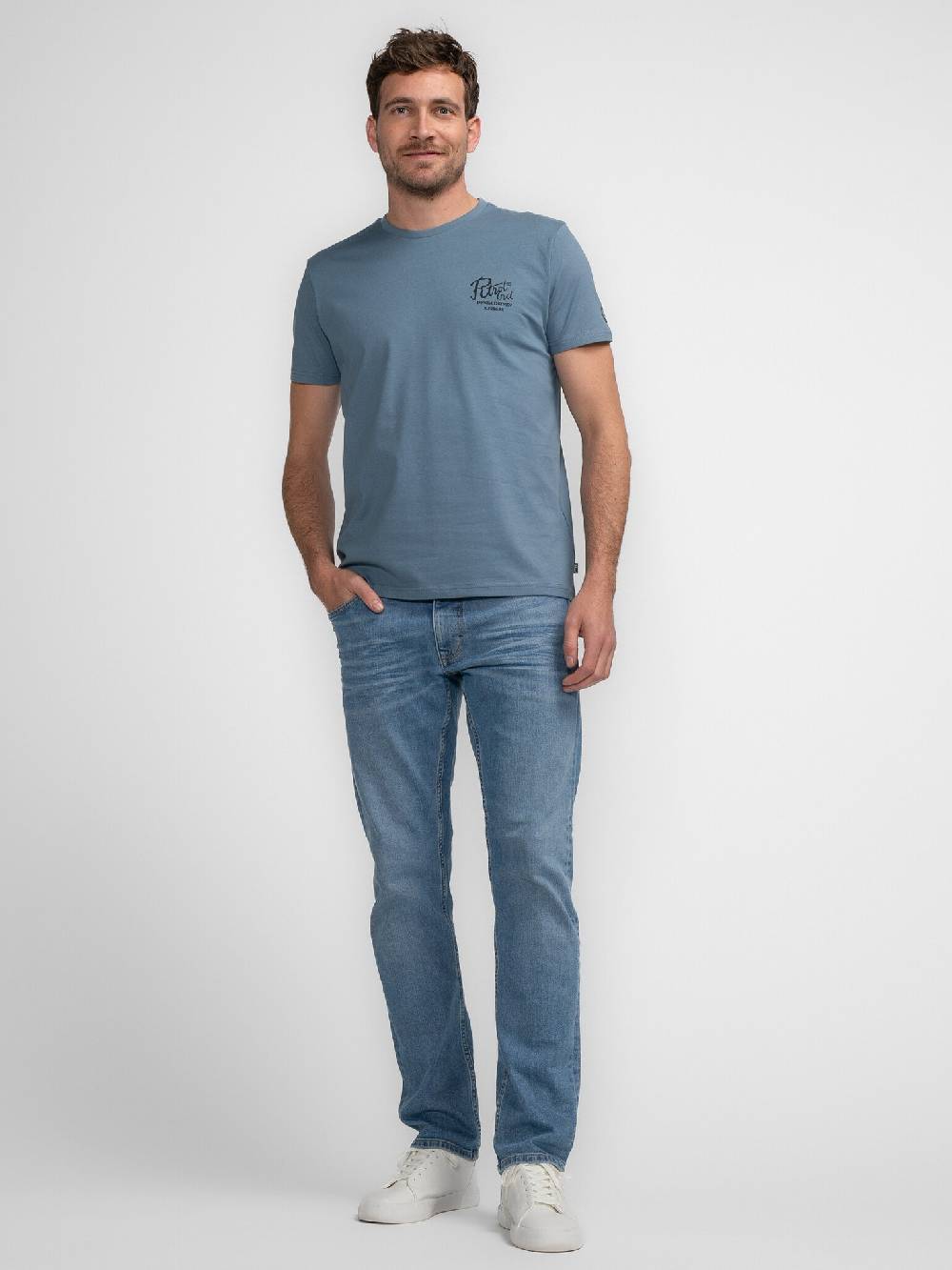 Petrol M-3040-TSR662 Men T-Shirt SS Classic Print (5183 Light Shadow) Super Rabatt
