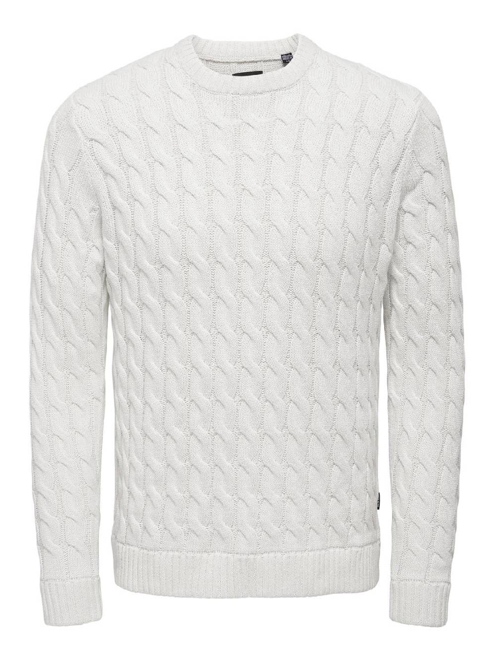 Only & Sons ONSKICKER LIFE REG 3 CABLE CREW KNIT (Antique White) Versandkostenfrei