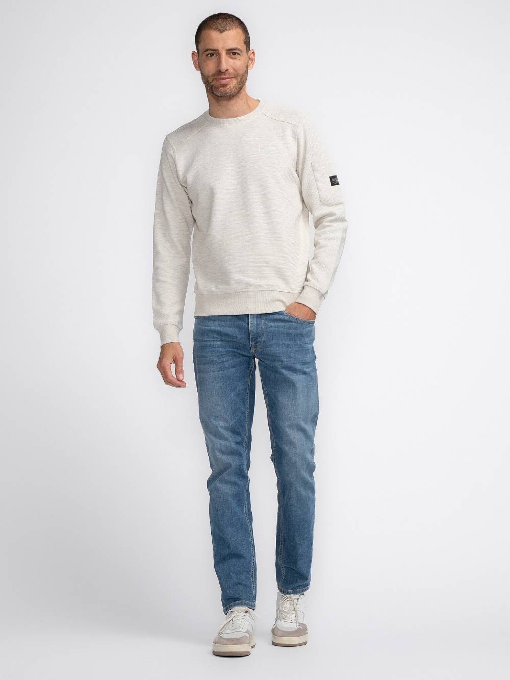 Petrol M-3040-SWR304 Men Sweater Round Neck (0009 Antique White Melee) Online Shopping