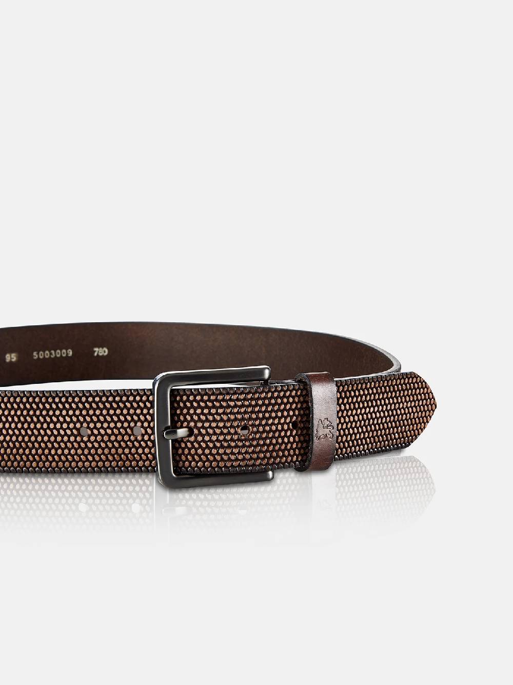 Lerros 5003009 RIEM *LEWIS* VAN BUFFELLEER MET RELIËF (780 DARK BROWN) Weihnachtsangebot