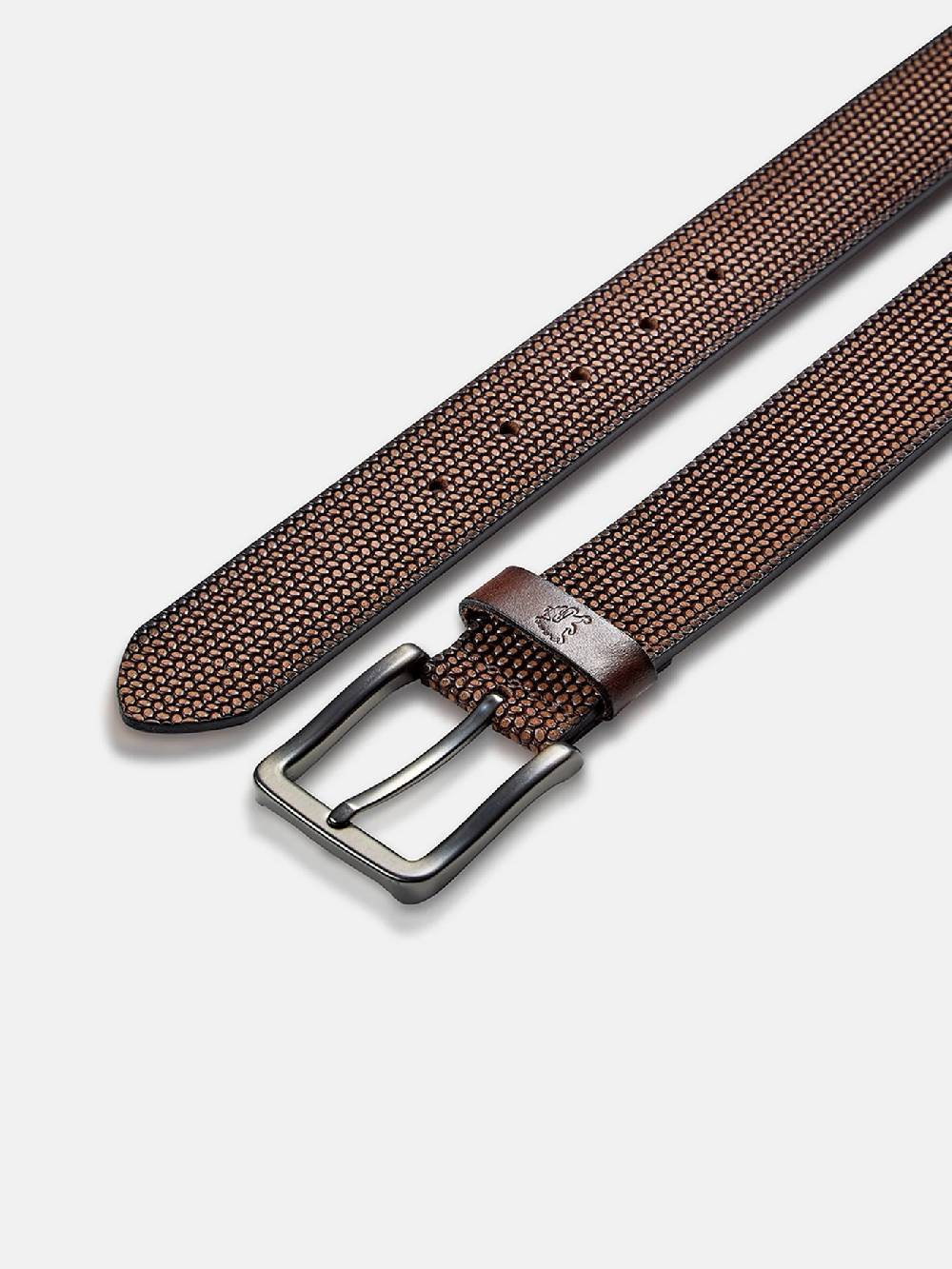 Lerros 5003009 RIEM *LEWIS* VAN BUFFELLEER MET RELIËF (780 DARK BROWN) Weihnachtsangebot