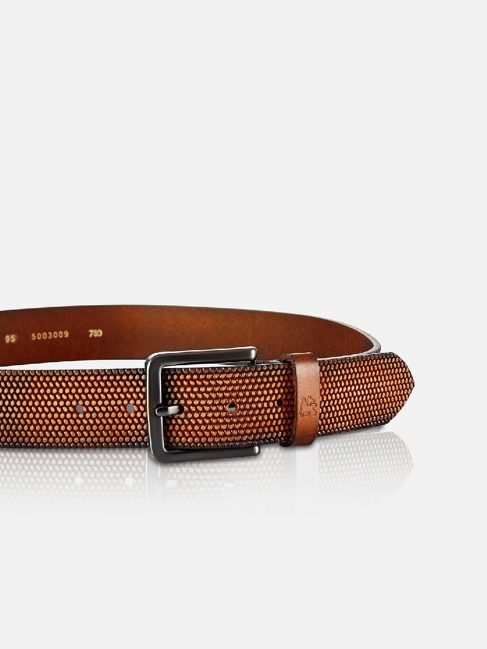Lerros 5003009 RIEM *LEWIS* VAN BUFFELLEER MET RELIËF (740 COGNAC) Osterangebot