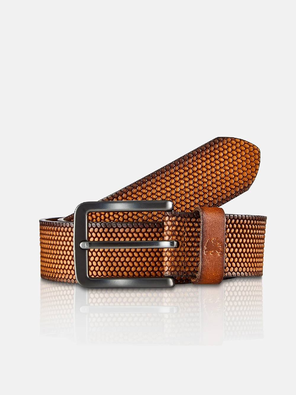 Lerros 5003009 RIEM *LEWIS* VAN BUFFELLEER MET RELIËF (740 COGNAC) Osterangebot