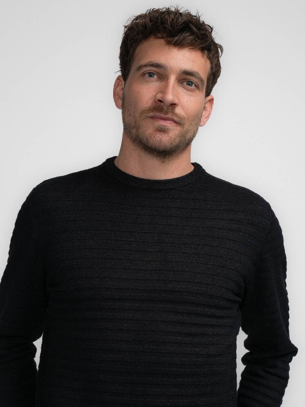 Petrol M-3040-KWR269 Men Knitwear Round Neck Basic (9091 Dark Black) Cyber Monday