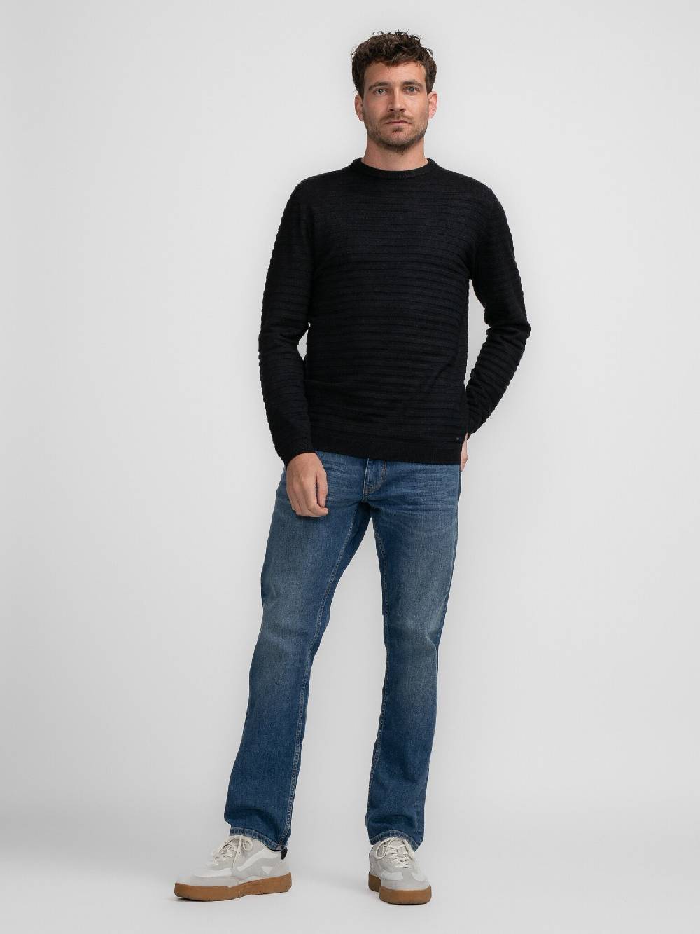 Petrol M-3040-KWR269 Men Knitwear Round Neck Basic (9091 Dark Black) Cyber Monday