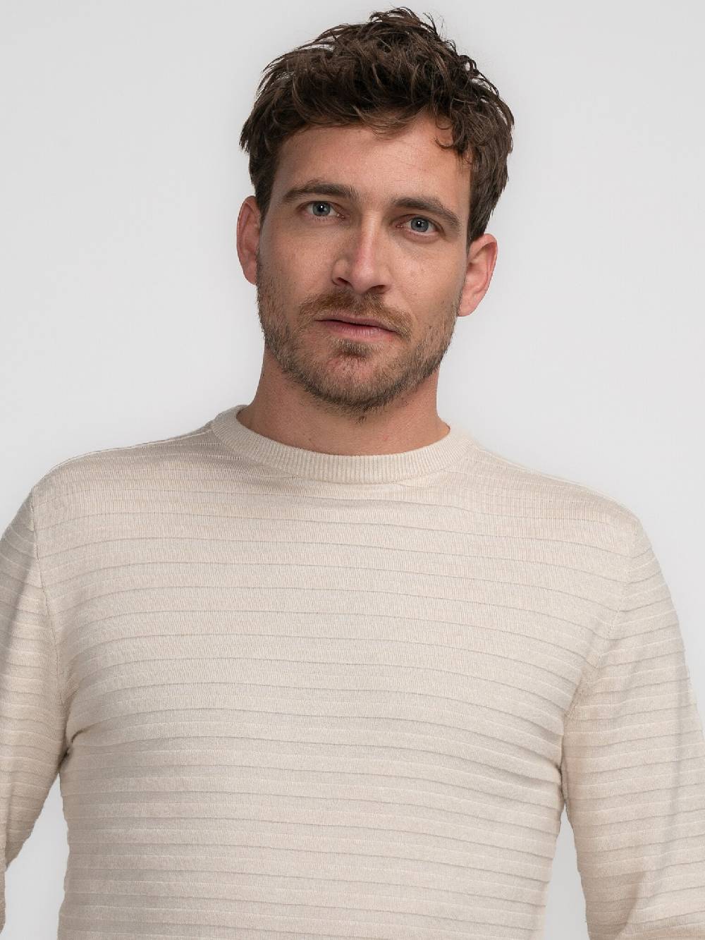 Petrol M-3040-KWR269 Men Knitwear Round Neck Basic (7137 Ecru) Weihnachtsangebot