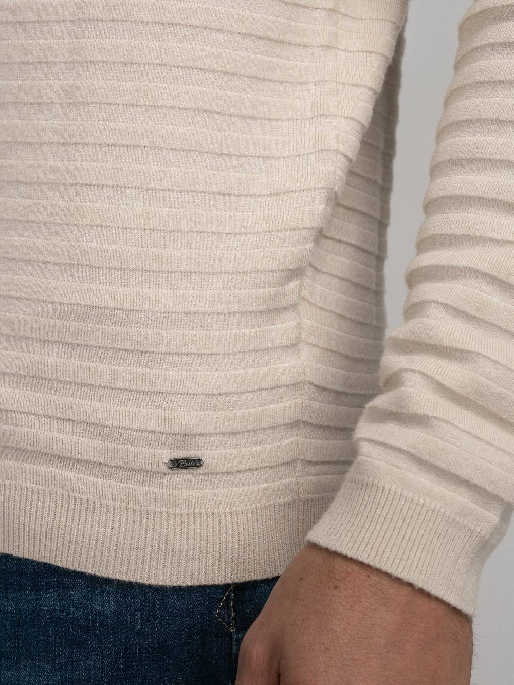 Petrol M-3040-KWR269 Men Knitwear Round Neck Basic (7137 Ecru) Weihnachtsangebot