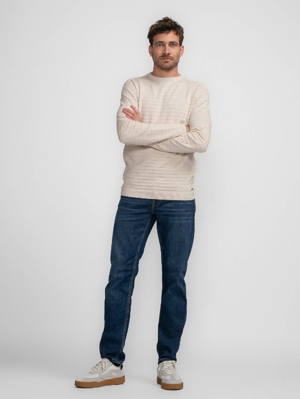 Petrol M-3040-KWR269 Men Knitwear Round Neck Basic (7137 Ecru) Weihnachtsangebot