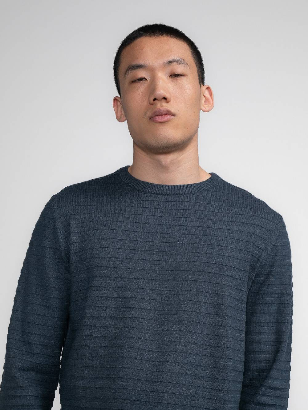 Petrol M-3040-KWR269 Men Knitwear Round Neck Basic (5185 Midnight blue) Muttertagsangebot