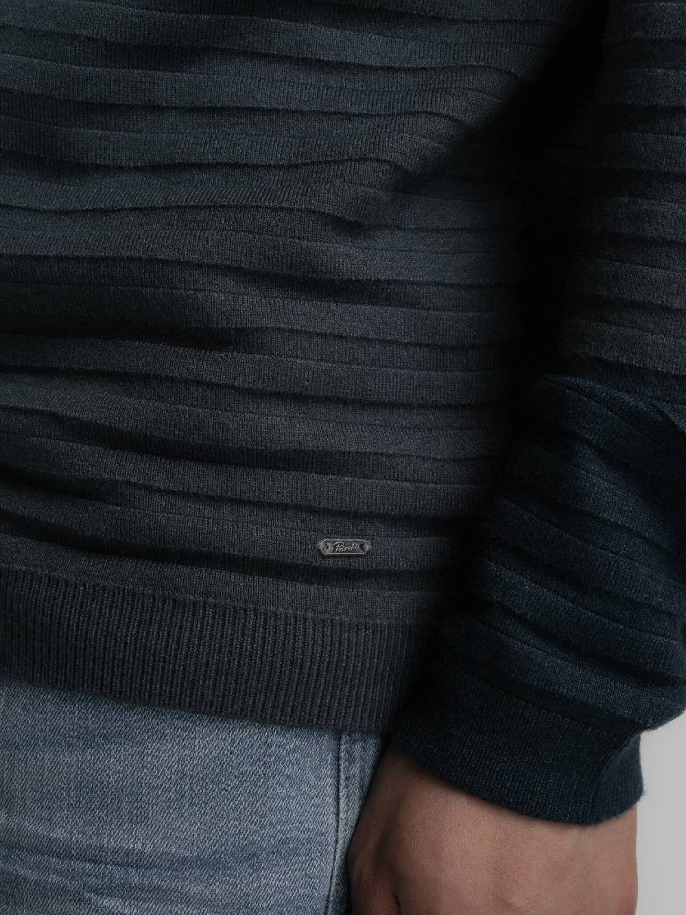 Petrol M-3040-KWR269 Men Knitwear Round Neck Basic (5185 Midnight blue) Muttertagsangebot