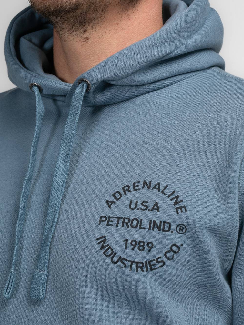 Petrol M-3040-SWH361 Men Sweater Hooded Print (5183 Light Shadow) Heißer Verkauf