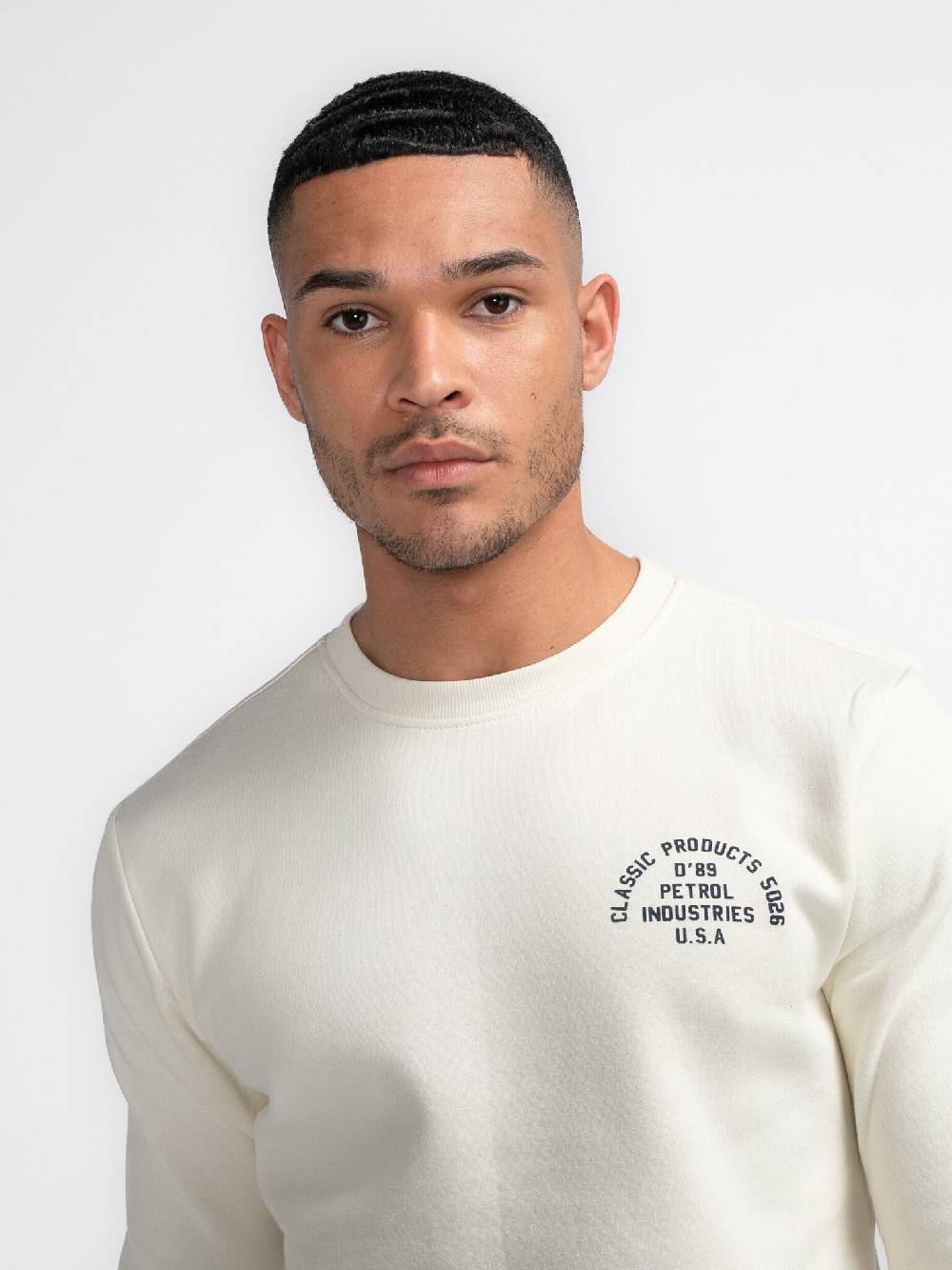 Petrol M-3040-SWR364 Men Sweater Round Neck Print (0007 Antique White) Top Angebot