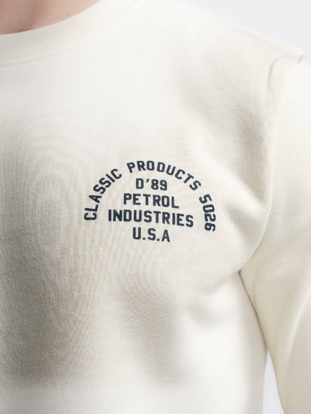 Petrol M-3040-SWR364 Men Sweater Round Neck Print (0007 Antique White) Top Angebot