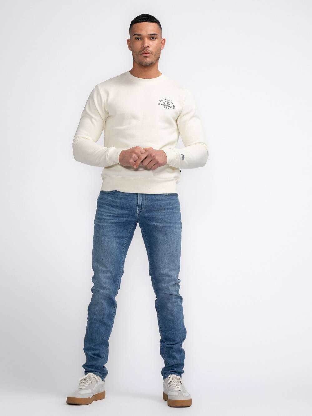 Petrol M-3040-SWR364 Men Sweater Round Neck Print (0007 Antique White) Top Angebot