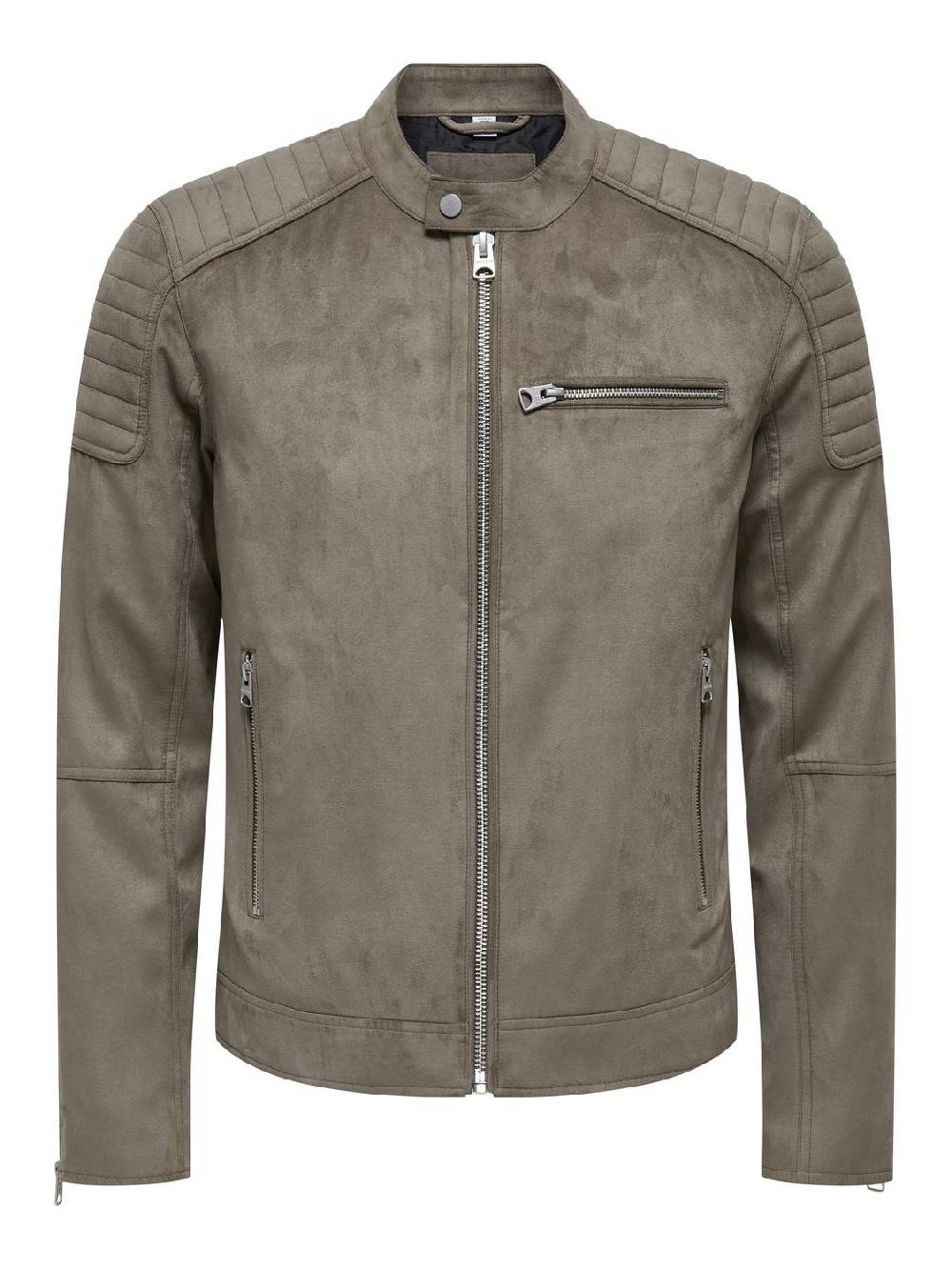 Only & Sons ONSGUS FAUX SUEDE RACER JACKET (Falcon) Bis zu 60% Rabatt