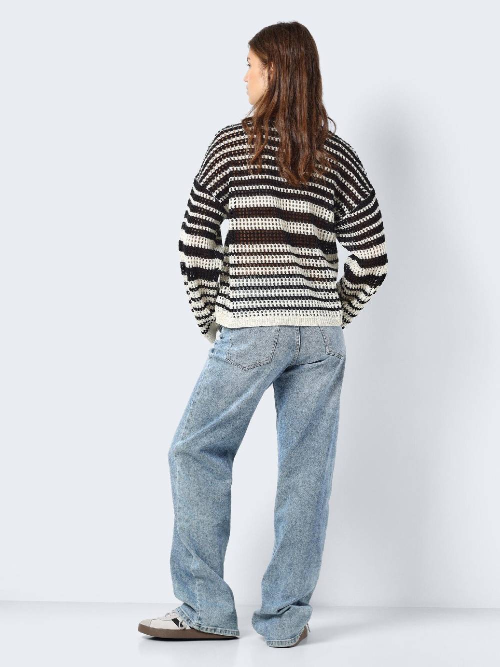 NOISY MAY NMJOLA L/S O-NECK KNT DD EGGNOG/BLACK Fabrik Onlineshop