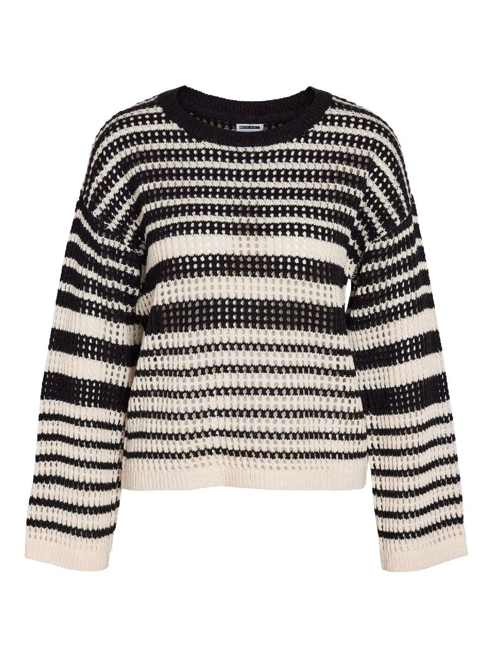 NOISY MAY NMJOLA L/S O-NECK KNT DD EGGNOG/BLACK Fabrik Onlineshop